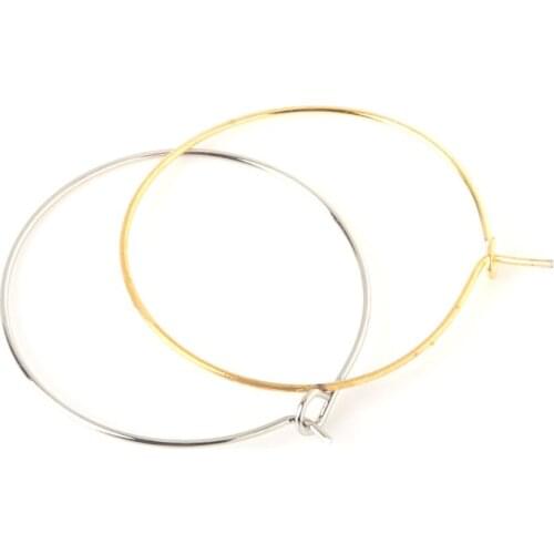 Metal 100pcs Wine Glass Charm Rings Earring Hoops Clasp 30mm Jewelry Findings for DIY Fashion Earring Crafts