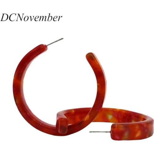 Fashion Acetate Circle Stud Earrings Resin Acetic Acid Material Elegant Design Womens Party Jewelry