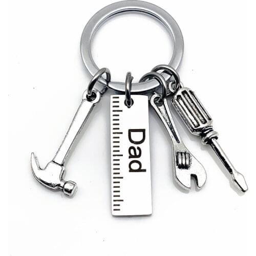 Fashion Dad Letters Keychains Creative Hammer Screwdriver Wrench Keyring Handbag Decor Tassel Hanging Pendant Fathers Day Gifts