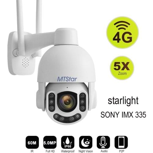 MTStar 2.5 Inch 5MP 5X Zoom 4G WIFI PTZ Camera Starlight Support 128G TF Card P2P IR 60m 100% metal