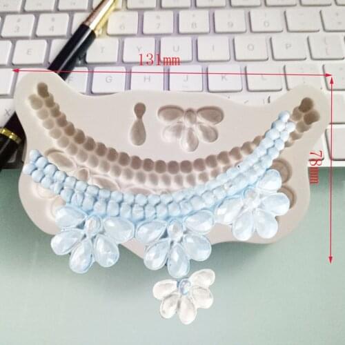 New Pearl Necklace Flower Shaped Sugar Craft Silicone Fondant Mold Cake Decorating Tools Chocolate Mold Kitchen Accessories