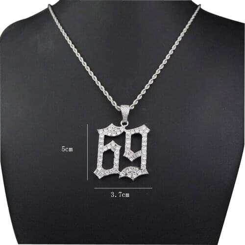 NEW PENDANT WITH ZIRCON INLAID 69 digital heavy duty hipster necklace