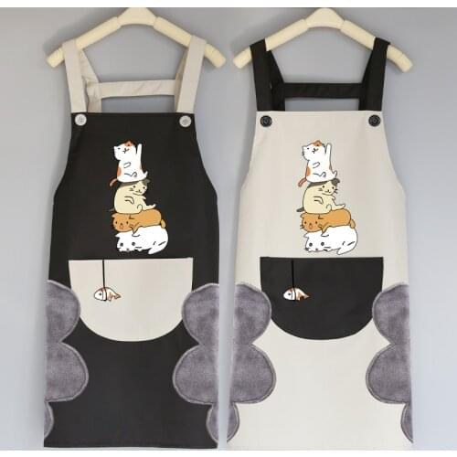 Couple Cute cat Waterproof And Oil-proof Apron Kitchen Men and Women Adult Gowns aprons for woman