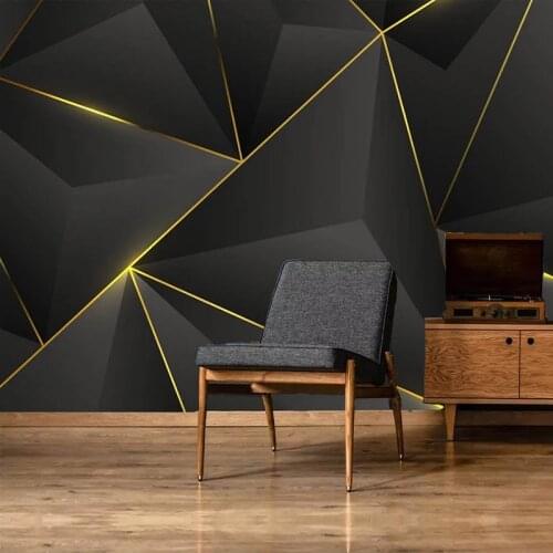 Custom Photo Wall 3D Abstract Geometric Gold Striped Wallpaper Mural Papel De Parede Living Room Sofa TV Background Home Decor