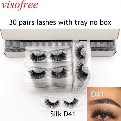 Visofree 30 Pairs/lot eyelashes with tray no box wholesale 3d mink lashes makeup crisscross mink eyelashes handmade Silk-D41