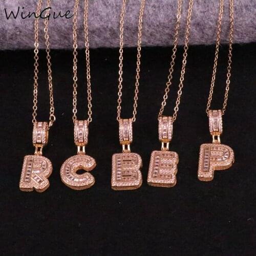 Luxury Gold Color A-Z 26 Letters Necklace CZ Pendant for Women Initials Name Necklace Fashion Party Wedding Jewelry Gift
