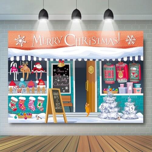 Christmas shop photography backdrop toy store Cartoon background photocall photoshoot prop studio custom decoration