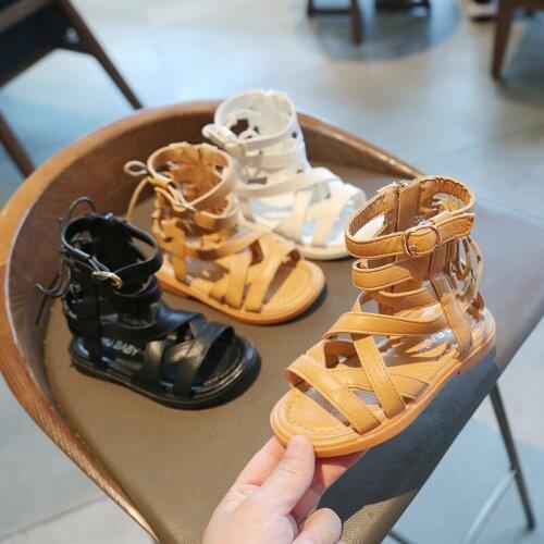 Girls Sandals Shoes Summer Childrens Baby Fashion Boots Sandals Little Girl Princess High Tube Open Toe Flat Shoes