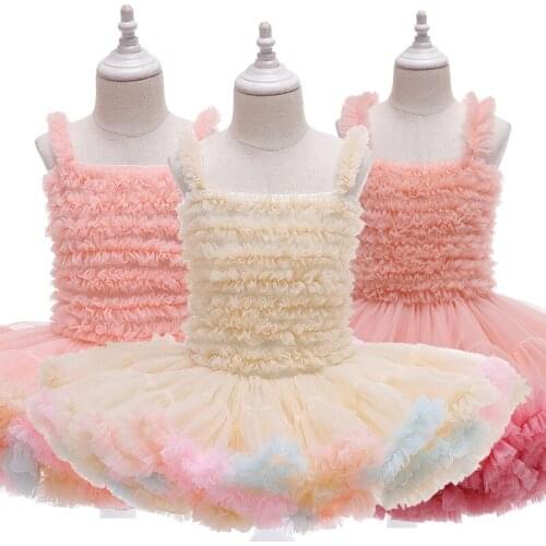 Baby Girl Pettiskirt Dress Chiffon Fluffy Ruffle Tutu Tulle Birthday Party Dress Infant Ballet Dance Photography Dresses Vestido