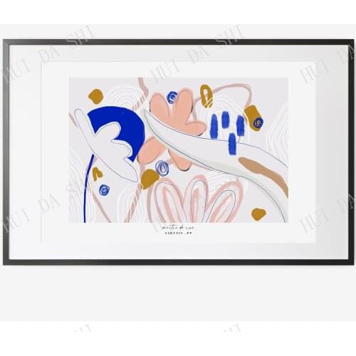 Modern Abstract Art Print, Floral Art, Printable Art, Gallery Wall Art, Minimal Prints, Modern Wall Art, Prints, Blue Wall Art