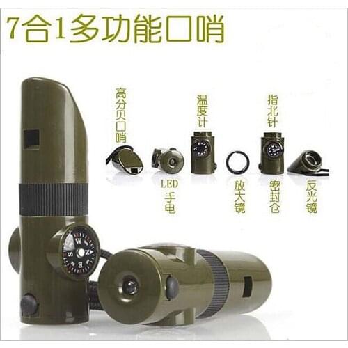 Outdoor life saving equipment 7 seven functional survival whistle in 1 whistle camping trip Necessary survival whistle