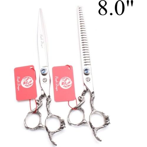 Z9006 8" JP 440C Purple Dragon Puppy Grooming Scissors Dogs Flur Clippers Animal Straight Shears Thinning Scissors Pets Scissors