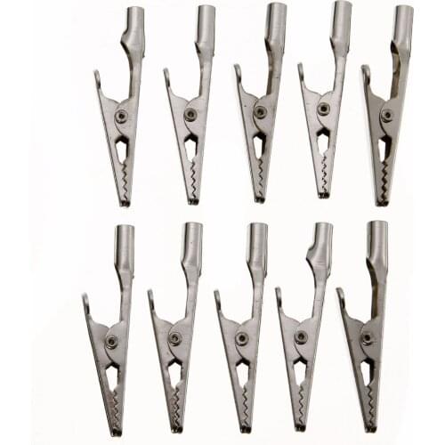 10Pcs/Lot 51mm Length Crocodile Clips Stainless Steel Screw Probe Fixing Test Alligator Clips Crocodile Clamps