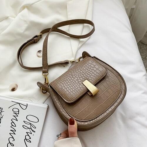 Stone Pattern Pu Leather Saddle Bags For Women 2019 Mini Crossbody Messenger Bag Female Travel Handbags