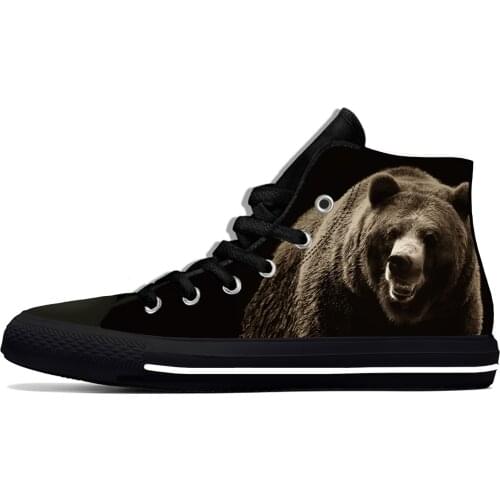 Animal 3D Bear Head Fashion Popular Personality Casual Cloth Shoes High Top Lightweight Breathable 3D Print Men Women Sneakers