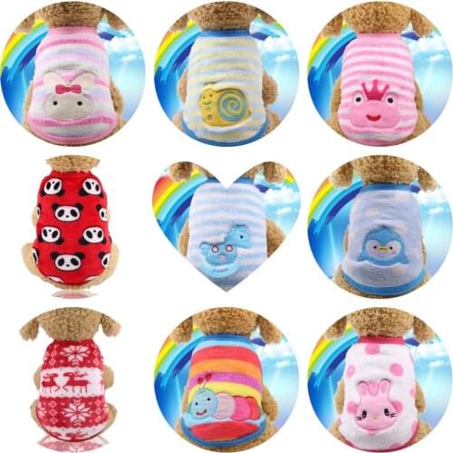 Winter Warm Flannel Dog Clothes For Small Dogs Cats Teddy Poodle Soft Warm Pet Dog Sweaters Cute Cartoon Characters Coat Jacket