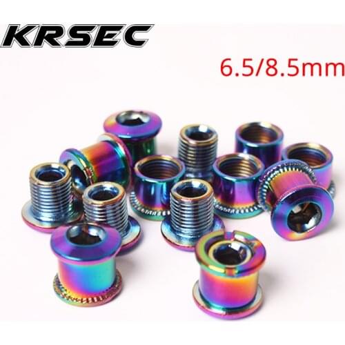 KRSEC MTB Chainring Bolt 5PC 6.5mm 8.5mm Bicycle Chainwheel Sliver Crew Mountain Bike Road Bicycle Crank Screw Disc Bike