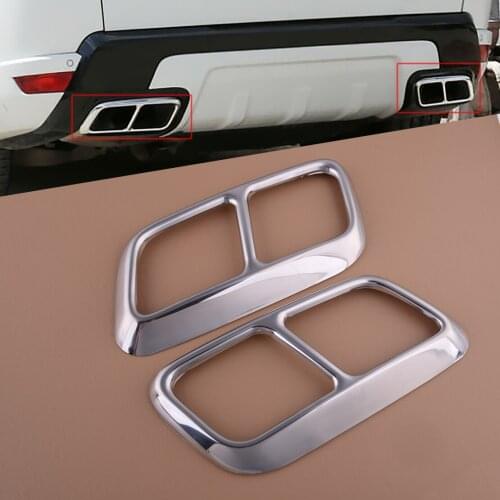 1 Pair Exhaust Tail Pipe Trim Cover Frame Fit For Land Rover Range Rover Sport 2018-2019 Chrome Style