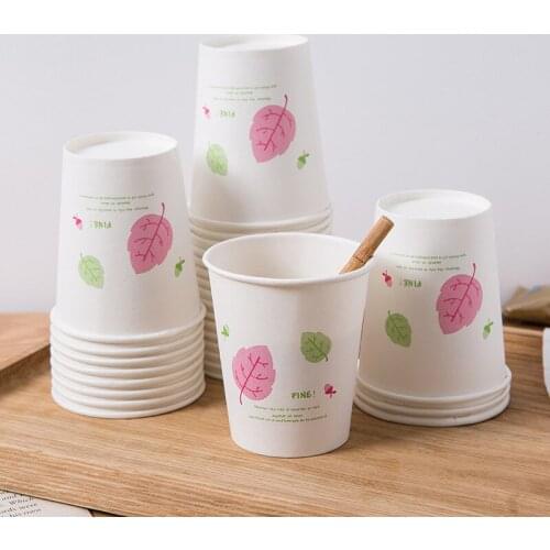 100PCS Disposable Paper Cup Thickened 250ml Coffee Bean Berry Juice Milk Tea Hot Drink Cups