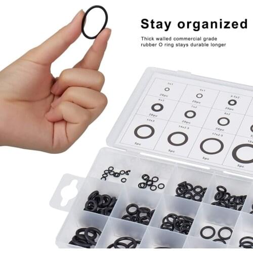 225PCS Black Rubber O-Ring Rubber Grommet Electrical Gasket Ring Assortment for Plumbing Automotive General Repair