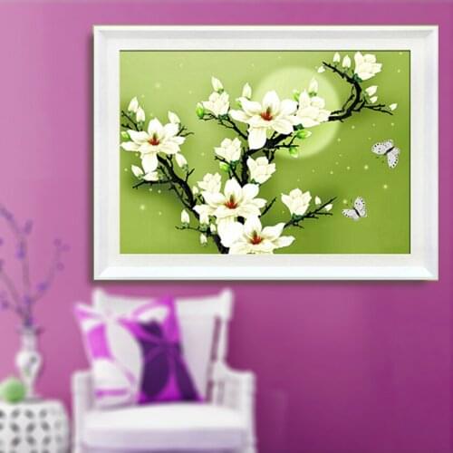 3D DIY Arts And Crafts Diamond Painting Cross Stitch Diamond Embroidery Crystal Square Diamond Peony Flowers Magnolia Flowers