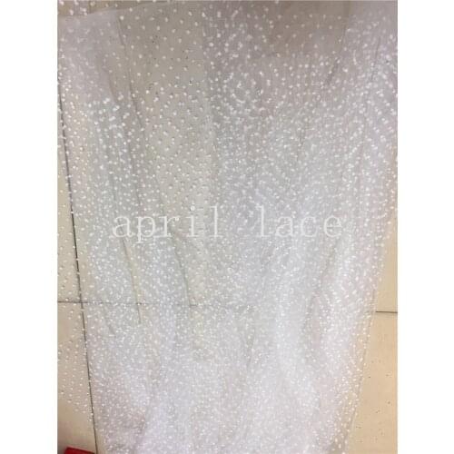 5 yards D59 # cream ivory dobby dot sexy glued sparkle glitter mesh net tulle lace fabric for sawing /evening dress