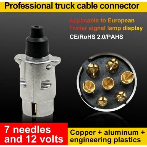 Truck Accessories 7-Pin 12 Volt Aluminum Plug Truck Cable Connector European Car Trailer Signal Light Trailer Plug