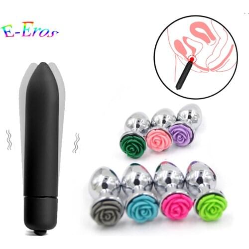 ORISSI 10 Speed Metal Butt Plug Vaginal Bullet Vibrator Products Flower Anal Plug Dildo Beads Massager Erotic Sex Toys for Woman