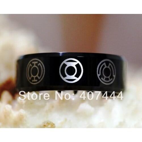 Free Shipping YGK JEWELRY Hot Sales 8MMGREEN LANTERN darkest night His/Her Black Tungsten Carbide Wedding Ring
