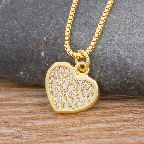 New Fashion Romantic Heart Necklace Gold Color Long Chain Copper Cubic Zircon Pendant Charm Party Wedding Gift Jewelry for Women