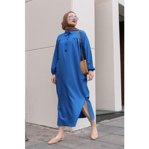 Long Muslim Tunic İslamic Clothing Muslim Fashion Abaya Kaftan Turkey Dubai Casual Ladies Kaftan Blusas Summer Femme Chemise