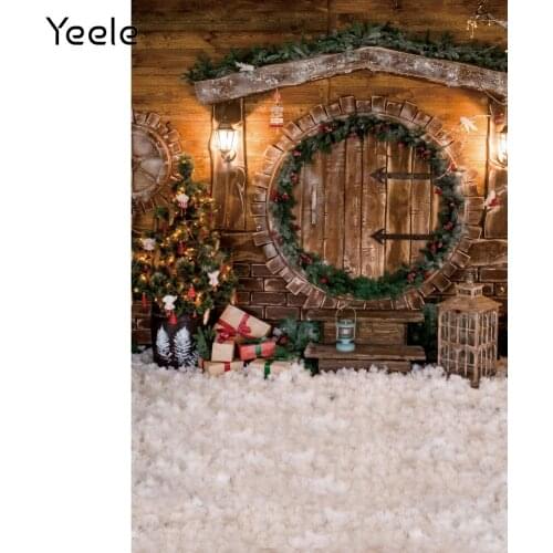 Yeele Photocall Christmas Backdrop Props Wood House Snow Flowers Baby Photography Baby Background Photographic For Studio Shoots