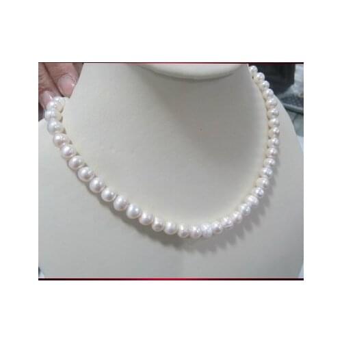 HOT PROMOTION FREE SHIPPING 45cm Long White Real Pearl Costume Jewelry, 8-9mm Size Natural Pearl Necklace+Free Shipping
