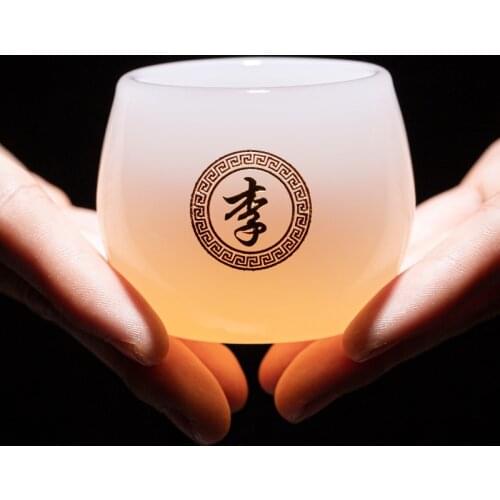 Personal custom surname tea cup personal special lettering glass master cup tea set Kungfu custom single cup cup