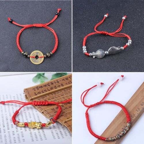 Chinese Feng Shui Red String Brave Troops Wealth Lucky Wrist Rope Bracelet Gift