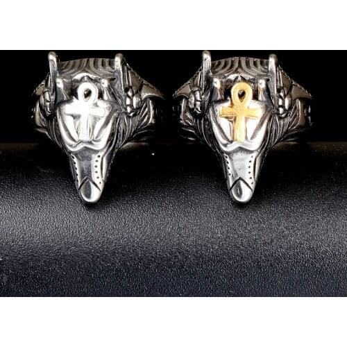 Wholesale Price Boho Cool Large Animal Golden Eagle Horse Finger Rings Cross Stainless Steel Gothic Accessories Mens Jewellery