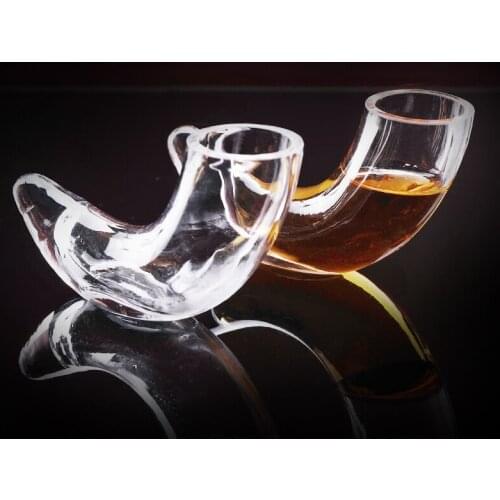 Creative 30ml 2pcs 4pcs/Set Horn Wine Glass Special Shape Cocktail Cup Thick Glass Rhinoceros Whiskey Vodka Bar Family Cup