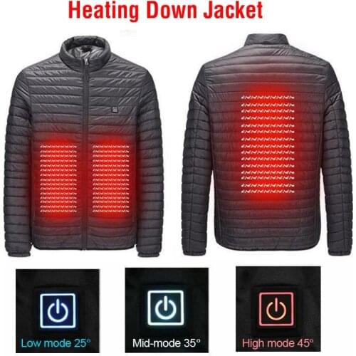 TRVLWEGO Men Autumn Smart Heating Jacket Cotton USB Infrared Electric Heating Coat Outdoor Flexible Thermal Winter