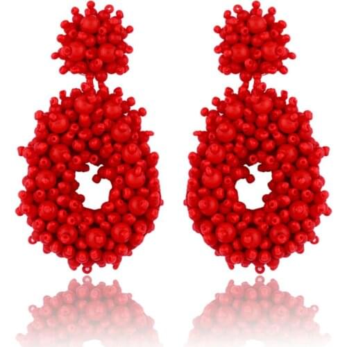 Hot Sale Bohemia Jewelry Accessories Exaggerated 9 Colors Seed Beads Water Drop Boho Beaded Dangle Earrings for Women 2021 Trend