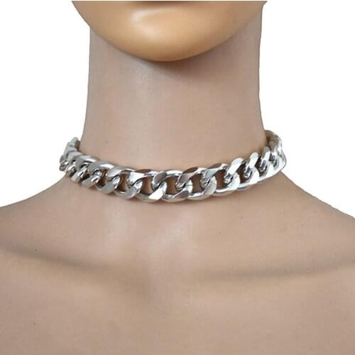 Punk Exaggerated Necklace Metal Big Thick Chain Choker Women Goth Necklaces Fashion Night Club Jewelry