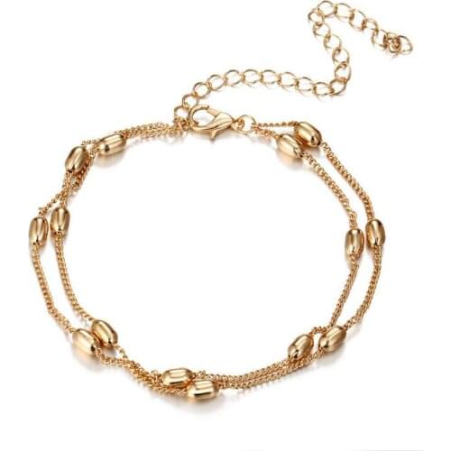 Fashion Women Anklets for Women Chain Round Charms Bohemian 2018 Anklet Beads Jewelry Charms Chain Boho Foot Jewelry Best Gift