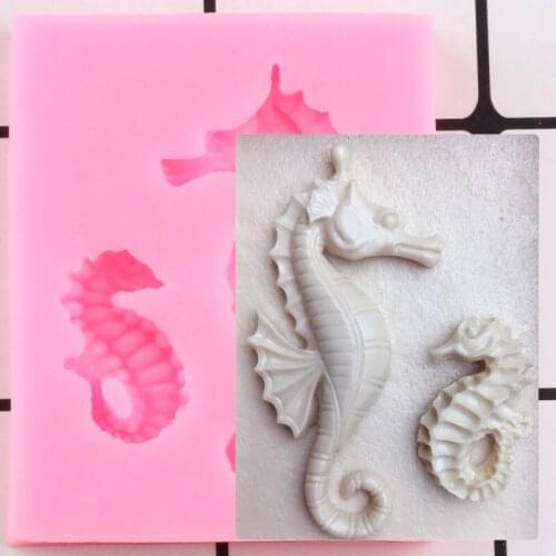 Seahorse Silicone Mold Cupcake Topper Fondant Molds Sugarcraft Cake Decorating Tools Chocolate Gumpaste Moulds Candy Clay Moulds