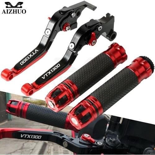 Motorcycle CNC Adjustable Brake Clutch Lever Extendable+Handle Grips Handlebar For HONDA VTX1300 VTX 1300 2003-2010 2004 2005