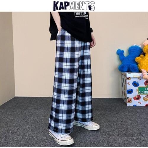 KAPMENTS Men Plaid Harajuku Designer Sweatpants 2021 Mens Korean Fashion Baggy Vintage Joggers Pants Male Streetwear Joggers 5XL
