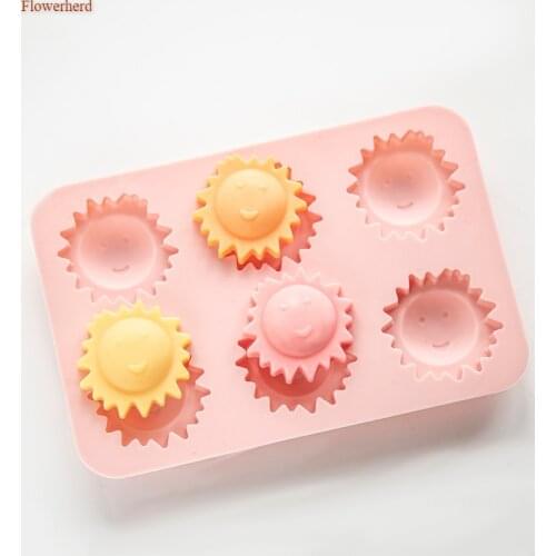 New 3d Silicone Fondant Cake Mold 6 Cavities Sun Mold Cake Decorating Tools Baking Mold DIY Chocolate Biscuit Mold Soap Mold