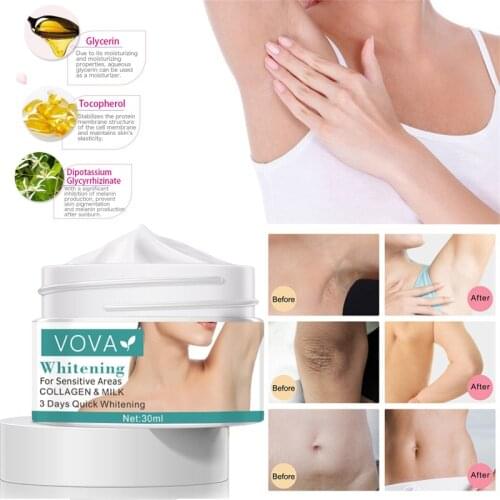VOVA Armpit Whitening Cream Skin Lightening Bleaching Cream Underarm Dark Skin Legs Knees Whitening Intimate Body Lotion TSLM2