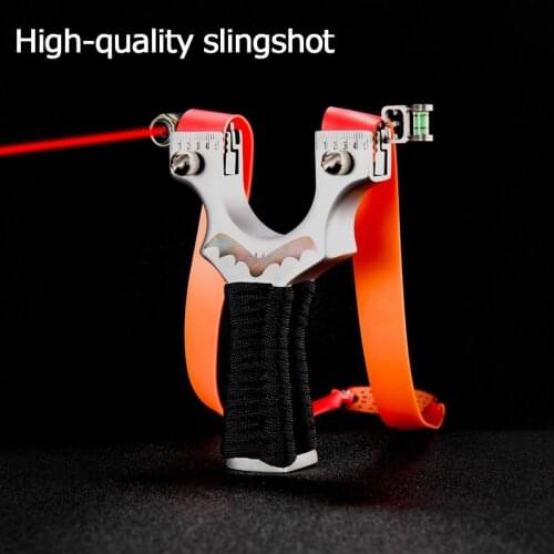 304 Stainless Steel Flat Leather Slingshot with Spirit Level Laser Slingshot Outdoor Dawei Athletic Catapult Kids Toys