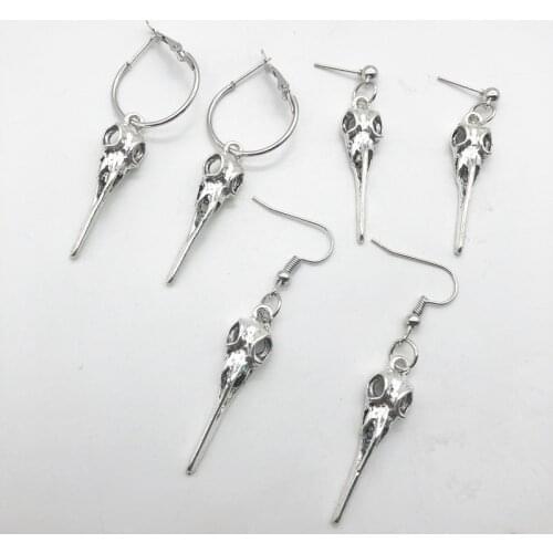 Bird Skull Earrings, Gothic Jewelry, Gifts for Her, for Him, Goth Earrings, Punk Earrings, Bird Earrings