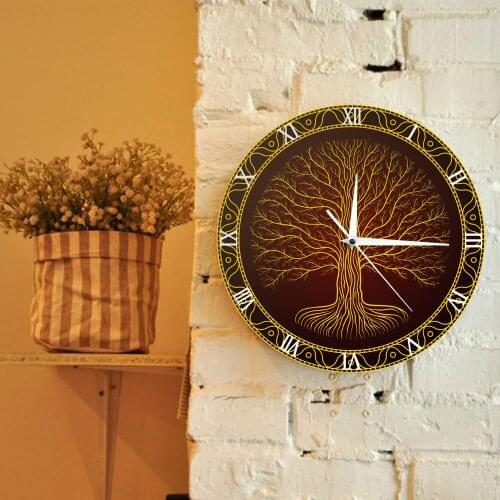 Nordic Sacred Symbol Wall Clock Druidic Yggdrasil Tree Wall Clock Home Decor Tree Of Life Viking Mystic Amulet Wall Art Gift