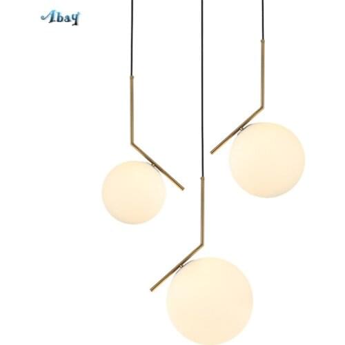 Modern Restaurant White Ball Pendant Lights Nordic Bedroom Living Room Shop Glass Luster Gold Black Hanging Lamps Decor Fixtures